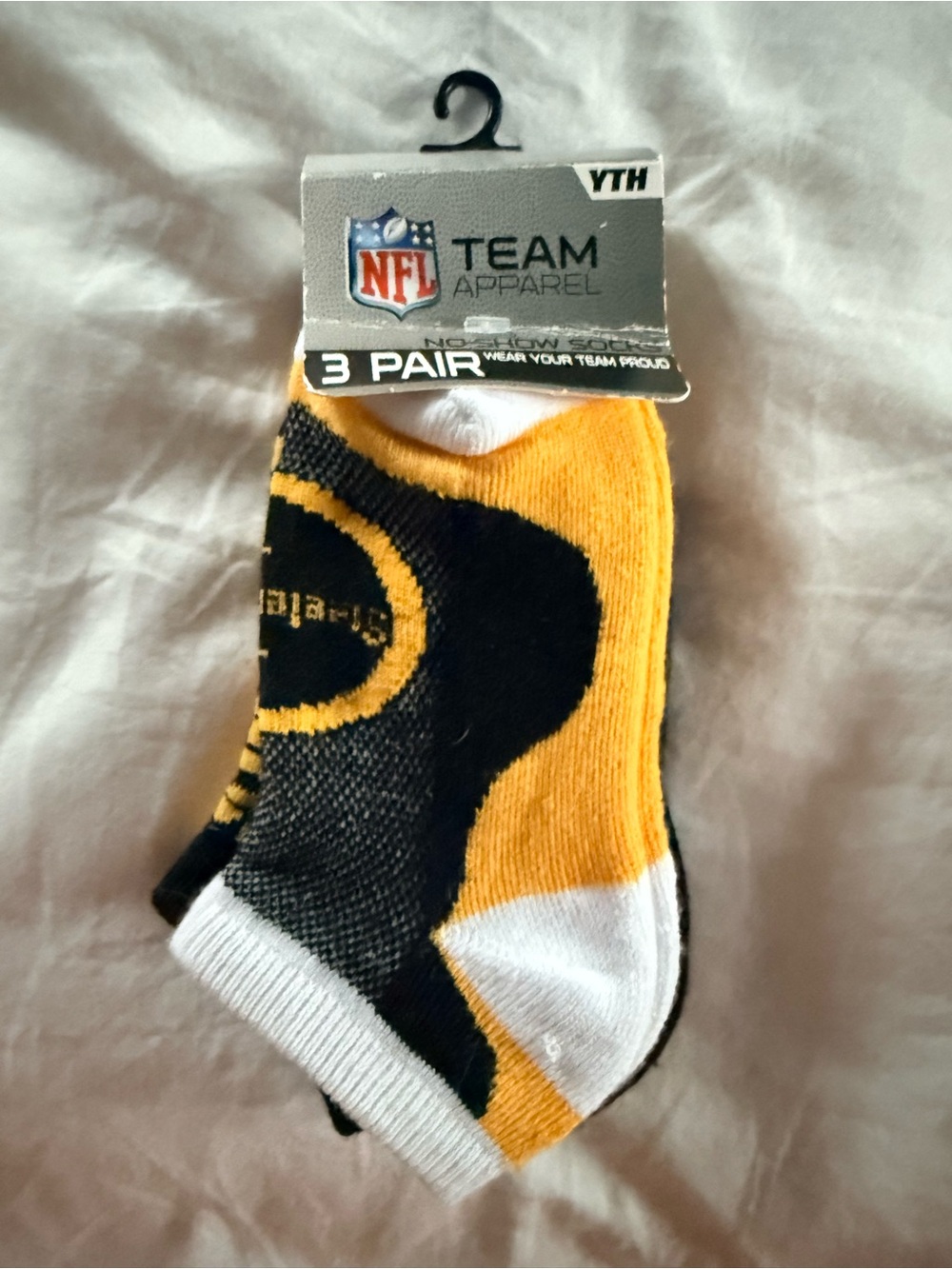 NFL Youth Black, Gold & White Low-Cut Athletic Socks - 3 Pack